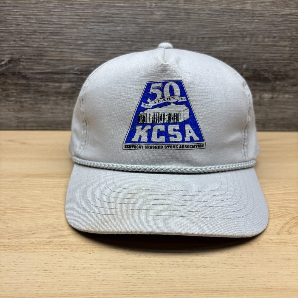 Vintage KCSA Kentucky Crushed Stone Association Hat Cap Snap Back Gray 50th 90s